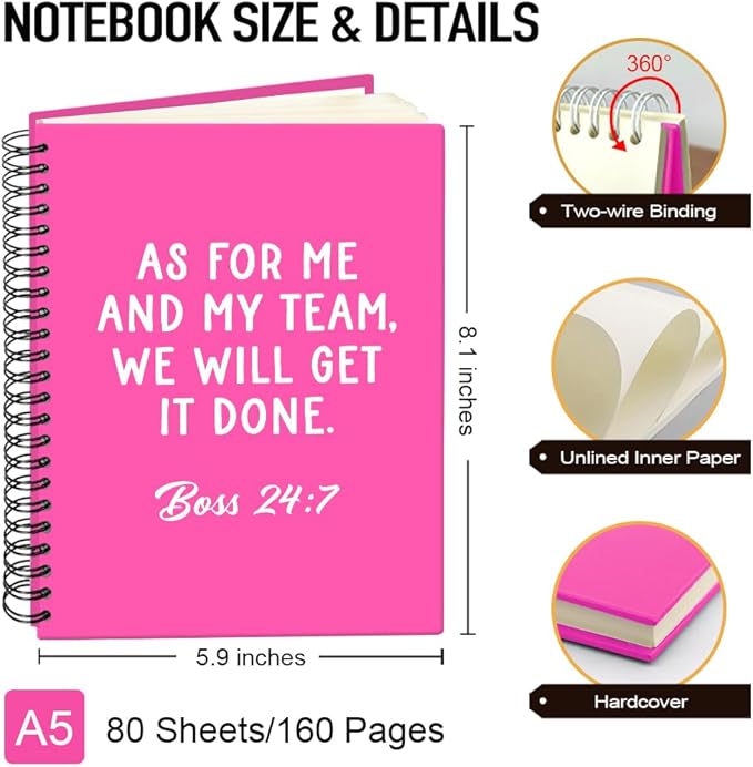 Msticey As For Me And My Team We Will Get It Done 160 Blank Pages Rose Red Hardcover Spiral Notebook, Appreciation Gifts for Women Manager Supervisor Leader Coworker Colleague, Funny Boss Day Gifts