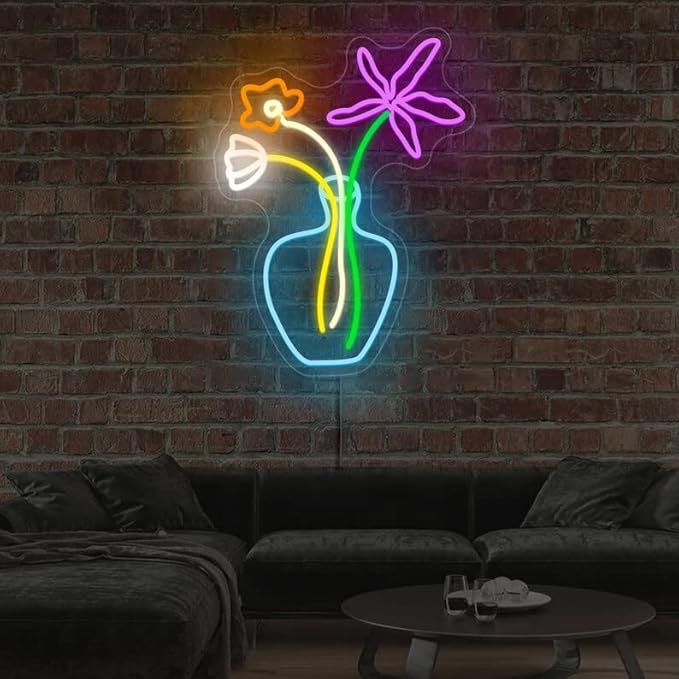 Plant Neon Sign for Wall Decor,Led Signs,Flower Neon Signs for Bedroom Wall with Dimmable Switch for Any Age Children's Room, Bar, Party, Christmas, Wedding Decoration Size:60 * 45cm