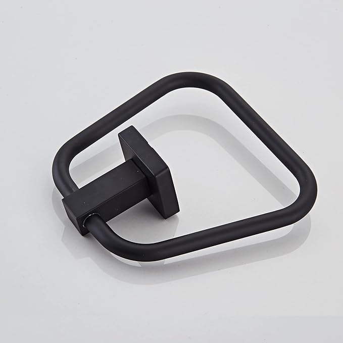 Matte Black Towel Ring for Bathroom 2 Pack, Kitchen Bath Towel Holder Hangers Wall Mount Heavy Duty Stainless Steel