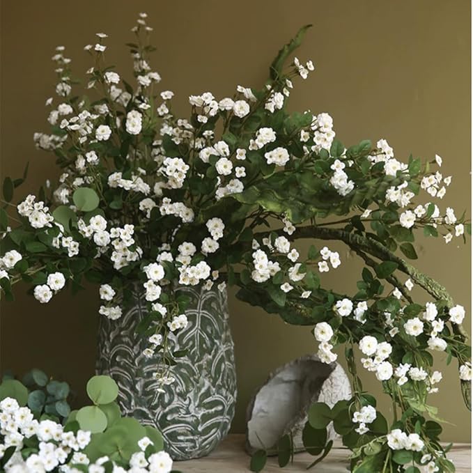 Melorca&Guilla Artificial Plants Fake Flowers,6PCS 29" Artificial Rose for Vase, Long Stems White Artificial Flowers Faux Flower Arrangements for Shop Garden Office Home Décor(6, White Rosa)