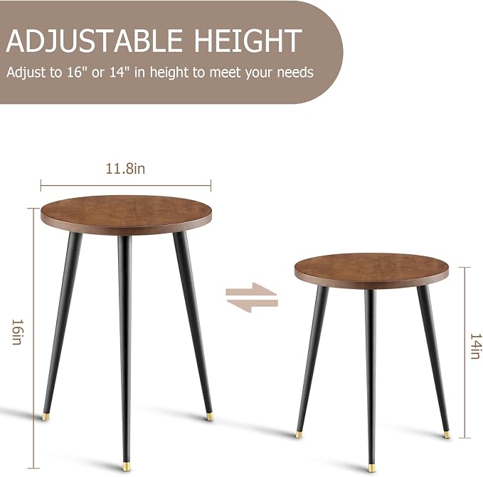 KINNARY Plant Stand Indoor, Mid Century Wood Plant Stand Plant Table for Flower Pots, Heavy Duty Metal Tall Plant Holder, Modern Home Decor Small Round Side End Table (11.8"x16")