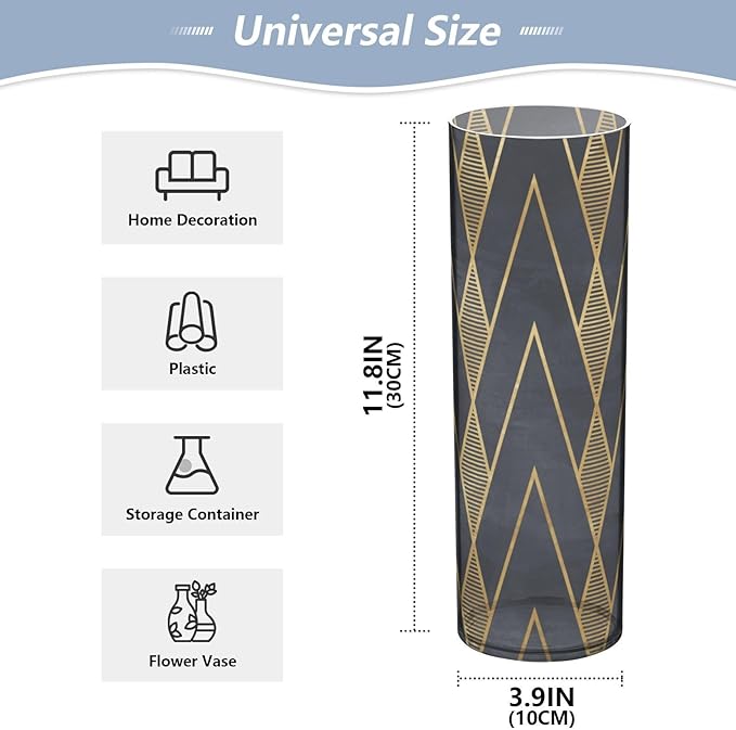 Vase Plastic Vase Elegant Cylinder Flower Vase Shatterproof Decorative Centerpiece for Home Table Office Weddings Events (11.8 x 3.9 in)