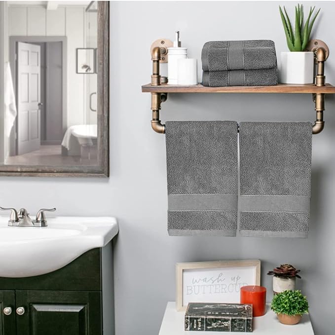 LRUUIDDE Bathroom Hand Towels 2 Set, Cotton Hand Towel for Bath, Hand, Face, Kitchen, Super Soft, Highly Absorbent, Machine Washable, Size 14" x 30" (Gray)…