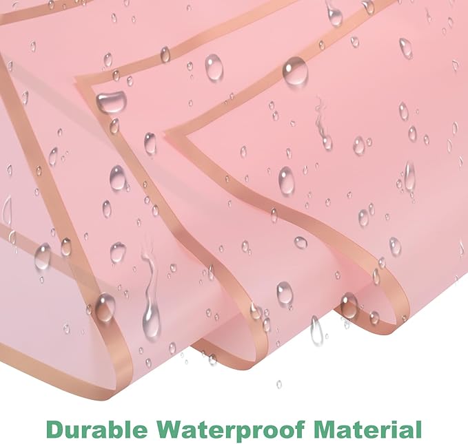M METERXITY 20 Sheets Flower Wrapping Paper Bouquet, 23 Inch Rose Pink Gold Edge BOPP Waterproof Floral Wrapping Paper Flower Packaging DIY for Wedding/Party/Birthday/Gift Bouquet Wrap Paper
