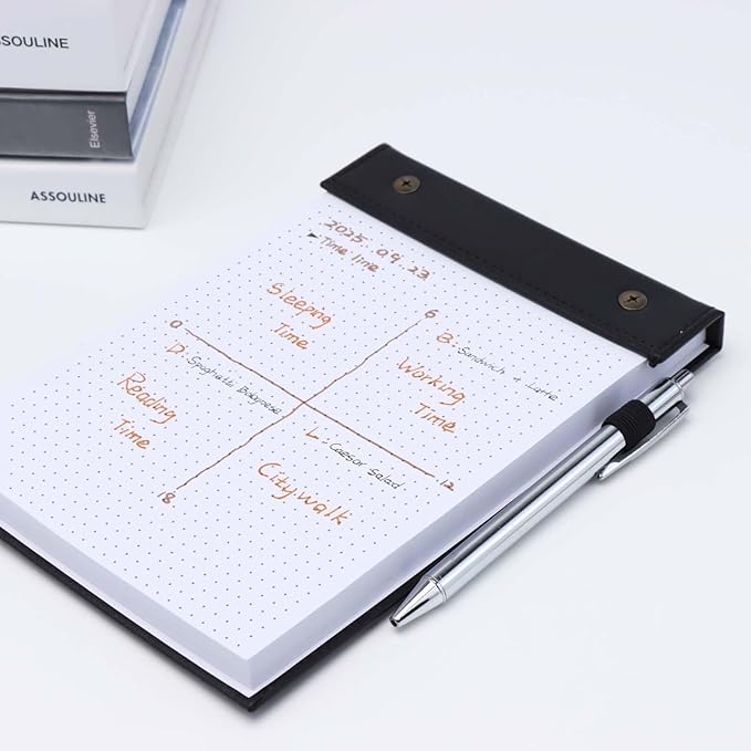 Mogoostry A5 Dot Planning Pads 5.9" x 8" Planner To Do List Memo Note Pads Screw Binding Writing Paperboard Notepad, 100 Sheets per Pack, Black