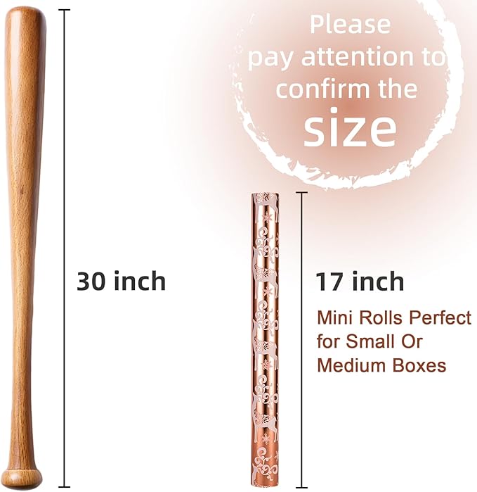 MAYPLUSS Christmas Reversible Wrapping Paper - Mini Roll - 17 Inch X 32.8 Feet - Rose Gold with Glitter Metallic Foil Design (47.3 sq.ft.ttl)