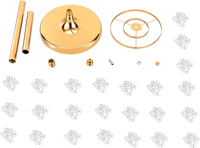 10 Pcs 23.6In Tall Crystal Flower Vase, Acrylic Crystal Flower Vases Metal Flower Stand for Wedding Reception and Event Centerpieces 9.4 x 9.4 x 23.6 Inch Gold