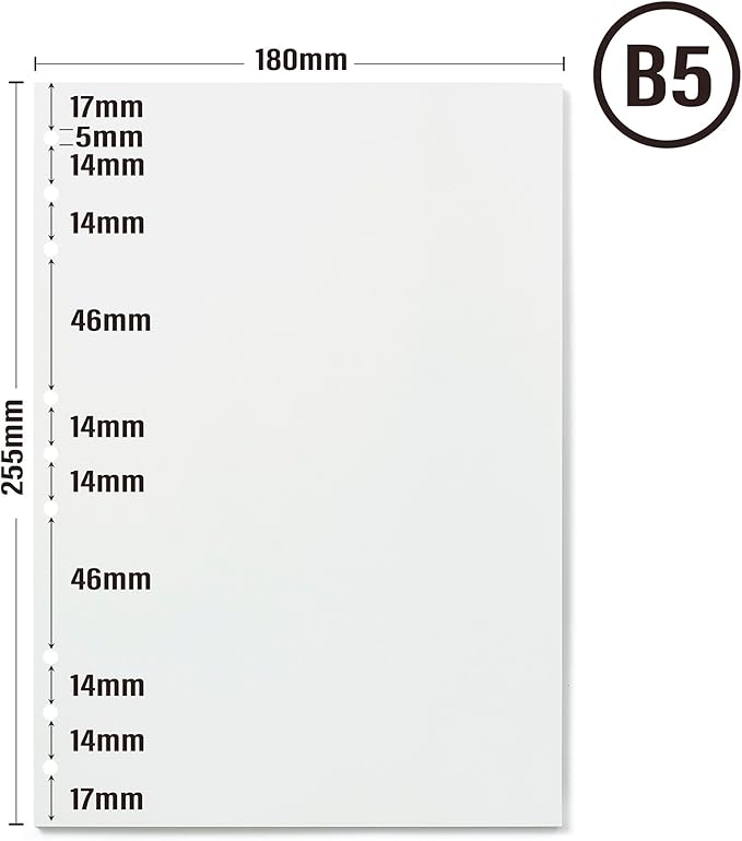 90 Sheets Blank Planner Refill Paper, 255x180mm, 9 Holes Inserts Papers B5 Loose Leaf Notebook Thick Sketch Paper for Drawing & Writing