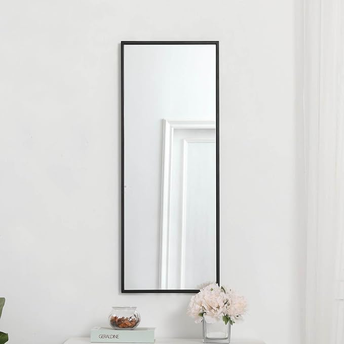 Elegant Decor Monet Home Office Decorative Rectangle Framed Wall Mirror, 14" L x 36" H - Black