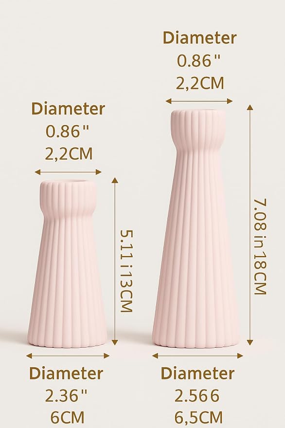 Taper Candle Holders for Candlesticks Ceramic Candle Stick Candle Holder- Set of 2 Decorative Candle Stand for Wedding Decor,Dinner Party and Table Centerpieces,Housewarming Gift Pink