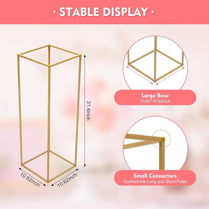 10Pcs Wedding Centerpiece Flower Stand for Table, 31 in Gold Metal Flower Vases for Wedding Table Decorations Events Party Display