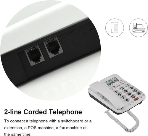 Regine Switzerland Corded Phone - 2-Line Design with Answering Machine & Caller ID | Noise Cancelling for Home & Office
