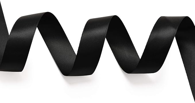 YAMA Double Face Satin Ribbon - 7/8" 25 Yards for Gift Wrapping Ribbons Roll, Black