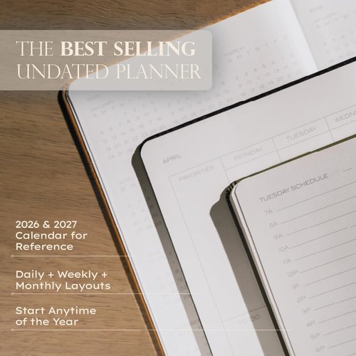 Anecdote Daily Planner - 26 Weeks Undated Calendar | 1 Page Per Day | 8.5" x 5.2" | Hardcover To-Do List Organizer (Tie Dye)