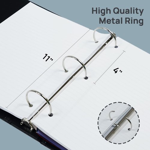 POPRUN PU Leather 2-Inch 3-Ring Binder | Professional Business Organizer with Dividers & Filler Papers - Blue