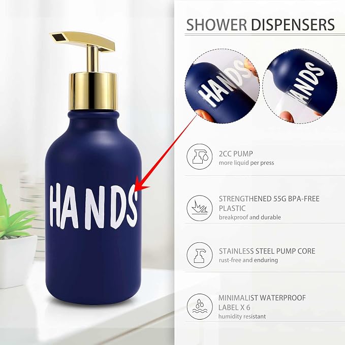 XLHOMO Navy Blue Bathroom Accessories Set -10 Piece Bathroom Accessory Set with Trash Can, Soap Dispenser, Soap Dish, Toothbrush Holder and Cup, Toilet Brush, Qtip Holder, Bathroom Decor Sets Complete
