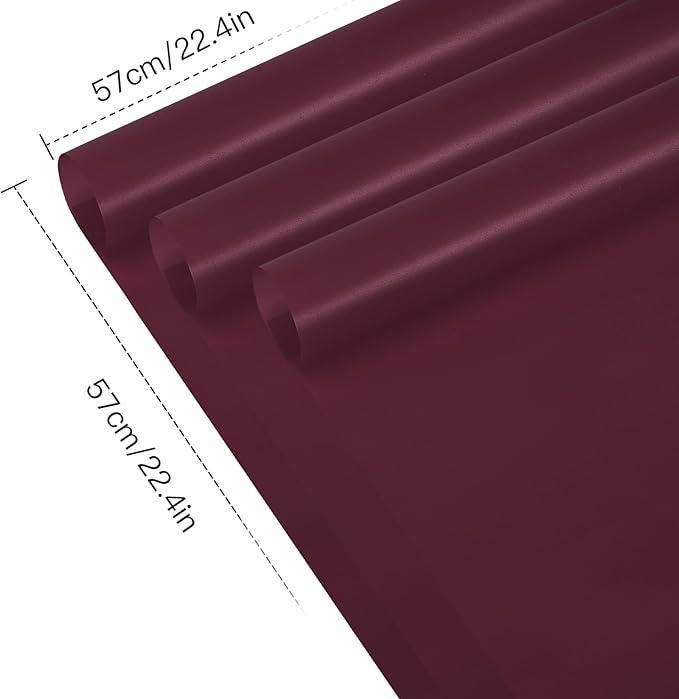 WRAPAHOLIC 20 Sheets Flower Wrapping Paper - 22.4 x 22.4 inch Pure Wine Red Water-Resistant Floral Bouquet Wrapping Paper, Florist Supplies Packaging for Wedding Birthday Gift DIY