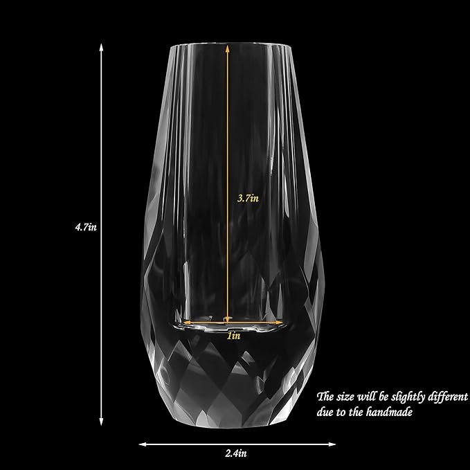 Kitcom Small Flower/Bud Crystal Vase Decorative Vases for Home or Wedding, Outline Dimensions W2.4''xH4.7'', Clear with Gift Box