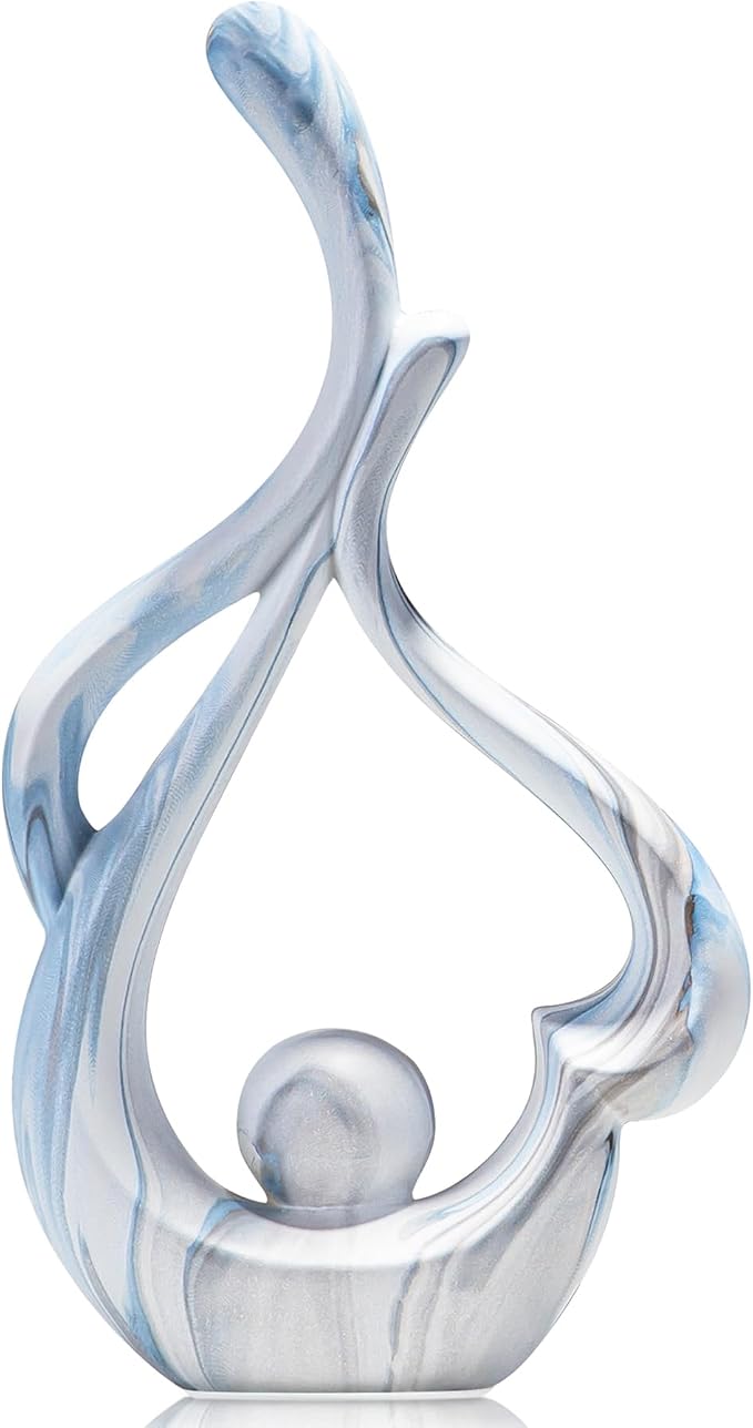 Blue Sculpture Home Decor, Dining Room Table Centerpiece, Ceramic Statue Table Decoration for Living Room, Abstract Sculpture Bookshelf tv Stand Entry Table Decor