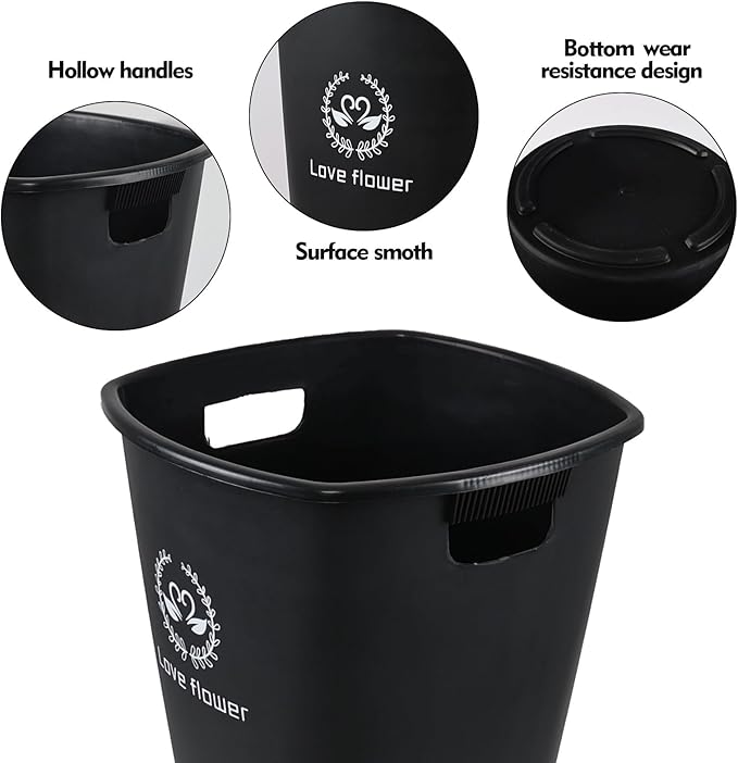 20 Inch Plastic Large Wedding Flower Bucket, 4-Pack Farmhouse French Flower Buckets, Black