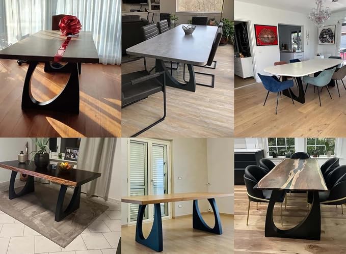 FUSHIAIPTC Table Legs 28 Inch, Heavy Duty Metal Desk Legs for Table, Thickened and Widened Dining Table Legs Set of 2, Black Modern Elliptical DIY Artistic Design Legs (28''x 28'')