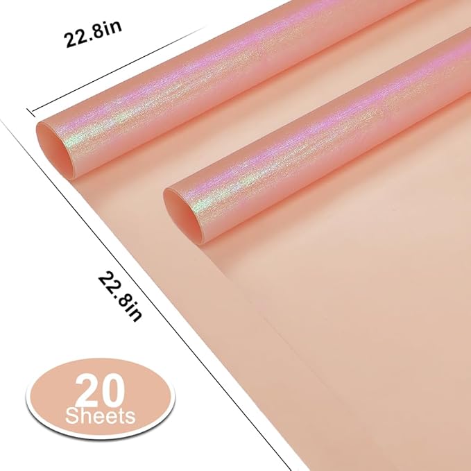 BEISHIDA 20 PCS Orange Floral Wrapping Paper-Iridescent Waterproof Flower Wrapping Paper Bouquet for Florist Supplies, DIY Crafts, Gift Packaging, Wedding, Birthday Gift