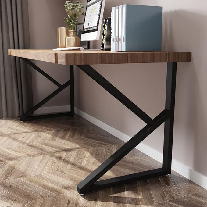 TIEOU Metal Legs for Table K Shape 28" H Tall Industrial Black Table Legs Heavy Duty Metal Desk Legs Set of 2(Without Boards)