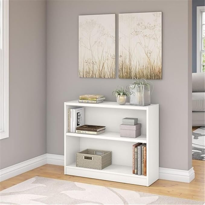 Home Square 2 Shelf Engineered Wood Bookcase Set in Pure White (Set of 2)