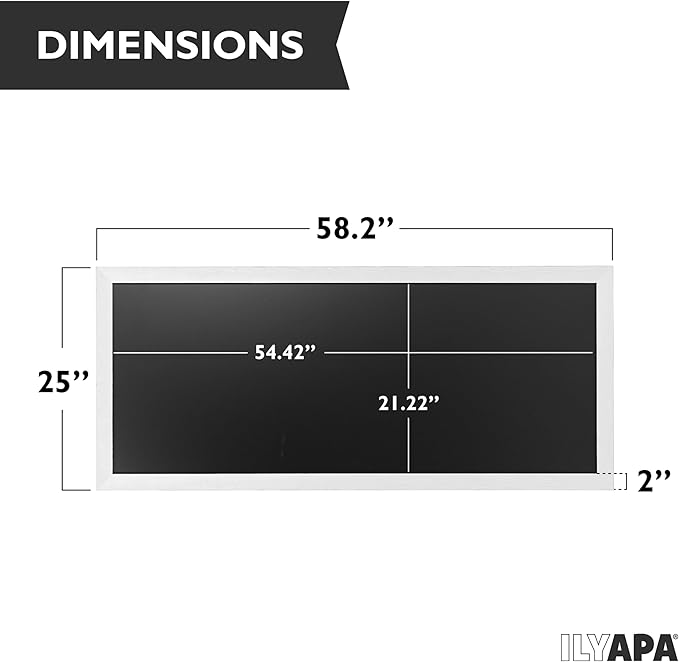 Ilyapa Extra Large Magnetic Chalk Board for Wall - Hanging Sandwich Menu Signs for Restaurant, Cafe, Food Truck, or Kitchen - 58x25 Inches - White