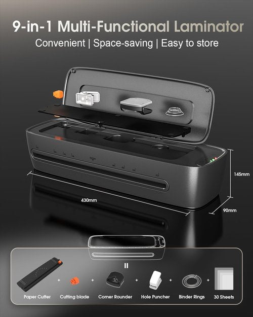 Qfun Laminator Machine - 13 Inch Thermal Laminator for A3 Paper | Fast 60S Warm-Up, Cold & Hot Lamination