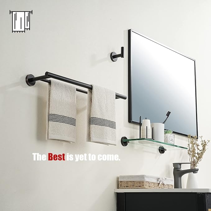JQK Double Towel Bar Oil Rubbed Bronze, 19 Inch 304 Stainless Steel Thicken 0.8mm Towel Rack Bathroom, Towel Holder ORB Wall Mount, Useable Length 16 Inch, TB100L16-ORB
