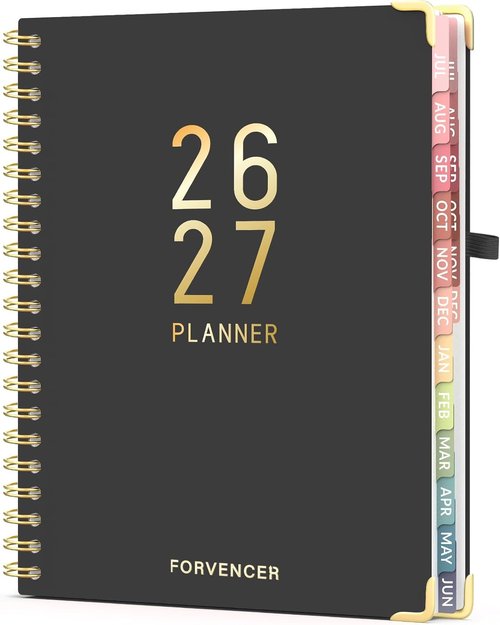 Forvencer 18-Month Academic Planner 2026-2027 - Weekly & Monthly Calendar | 8.5" x 11", Black