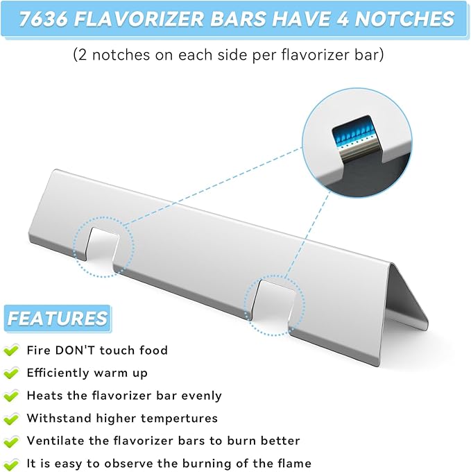 15.3" Flavorizer Bars for Weber Spirit 300 and GS4 Spirit II 300 Series E310 E320 E330 S310 S320 S330 with Front Control Knobs, Stainless Steel Grill Heat Plates Replacement for 7636, 5 Pack