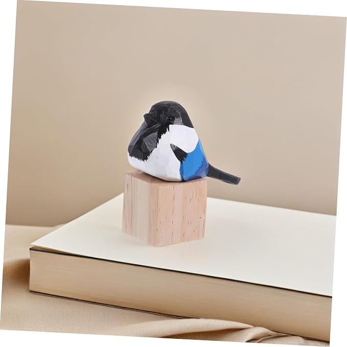 Milisten Hand-Carved Wooden Bird Figurine Charming Home Decoration for Vintage and Cottage Decor Versatile Display for Windows Trays and Tables for Any Occasion