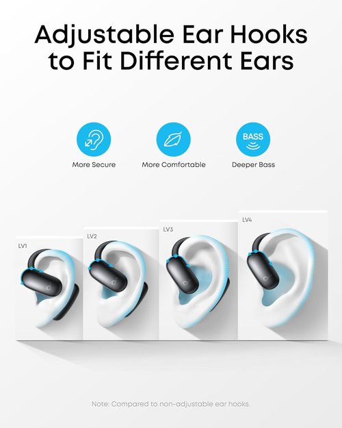Anker Soundcore AeroFit 2 Open-Ear Headphones - AI Assistant, Pressure-Free Fit, 35H Playtime, Hi-Res Audio