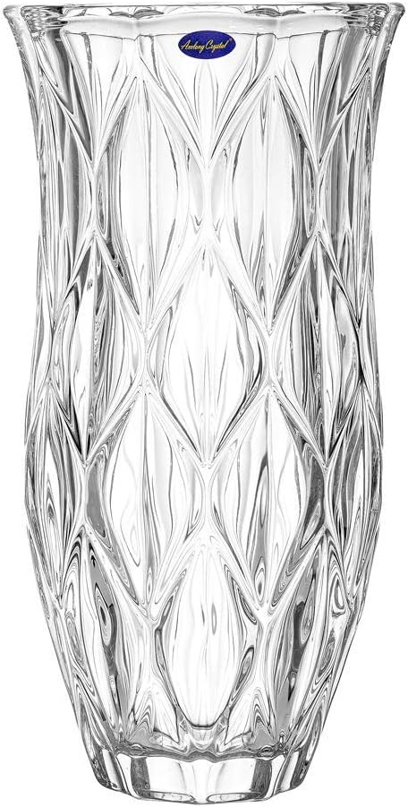 Amlong Crystal Medium Size Clear Floral Vase 11 inches High (5 inch Top and 2 inch Bottom)