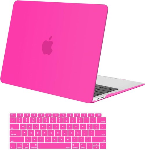 MOSISO MacBook Air 13-Inch Case - Durable Hard Shell with Keyboard Cover | Bright Rose for A2337 M1, A2179, A1932