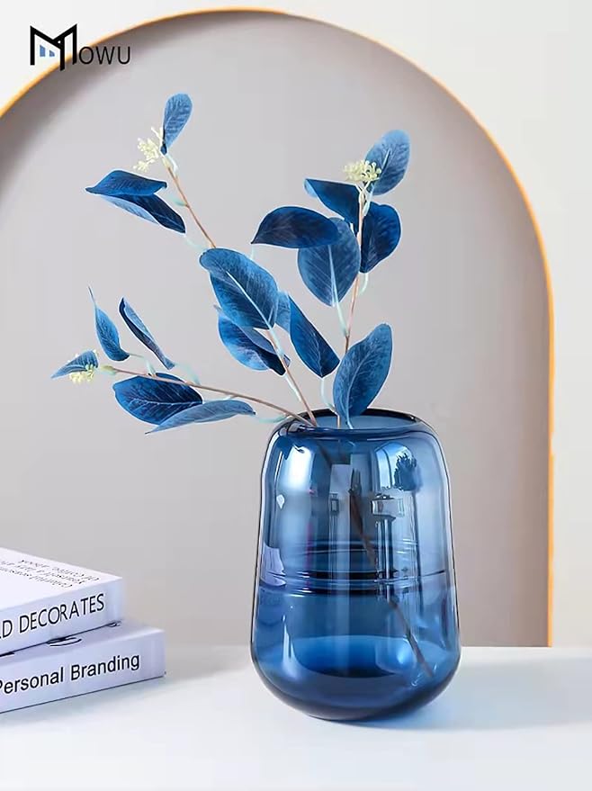 Modern Minimalist vase, Crystal Glass vase, Flower vase, Dried Flower vase(Blue)
