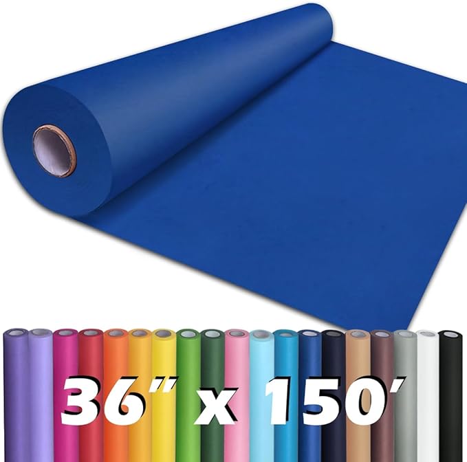 PerkHomy Blue Kraft Paper Roll 36" x 1,800" (150') for Gift Wrapping Bouquet Flower Art Painting Craft Writing Packaging Shipping 80GSM 55LB (Blue, 36" x 150')