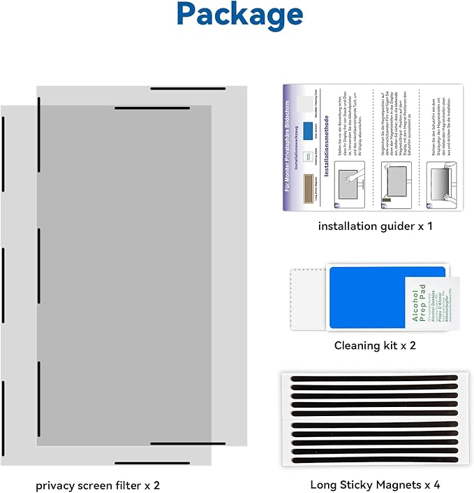 [2-Pack] Magnetic 21.5 Inch Computer Privacy Screen Protector for 16:9 Monitor, Removable 21.5in Private Filter for Anti Glare Block Blue Light, Screen Cover Shield Office Shade for Desktop TV Monitor