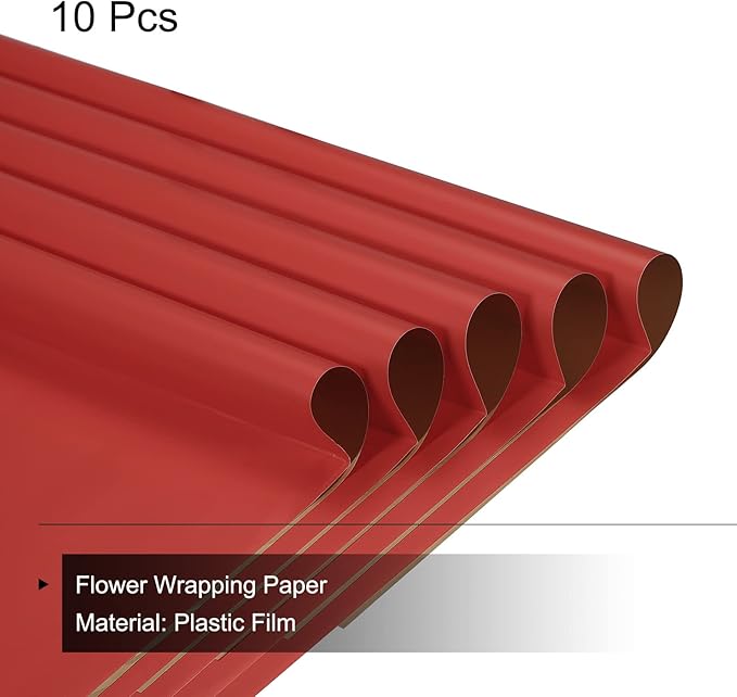 MECCANIXITY 10 Pcs Double Sided Color Flower Wrapping Paper Wine+Gold 22.8"x22.8" Waterproof for Florist Bouquet Supplies, DIY Crafts, Gift Box Packaging