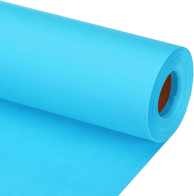 PATIKIL Wrapping Paper, 12"x800"(66') Bulletin Board Paper Roll Kraft Paper Roll Construction 80GSM for Shipping Packing Gift Wrapping Craft Flower Bouquet Christmas, Light Blue