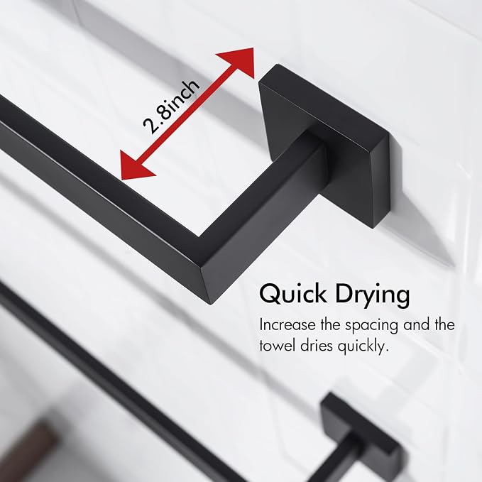 BANOLUX Towel Rack, 12-Inch Towel Bars for Bathroom, Plainshe Towel Rail Towel Racks for Bathroom Wall Mount SUS304 Hand Towel Holder Heavy Duty, Matte Black Towel Bar 2 Pack, A7-TB-MB-12IN-2PACK