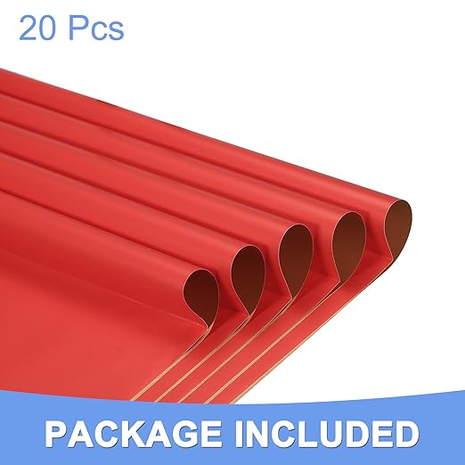 Double Sided Color Flower Wrapping Paper - 20 Sheet Waterproof Floral Bouquet Wrapping Paper Fits for Wedding Graduation Gifts - (22.8x22.8 Inch, Red/Gold)