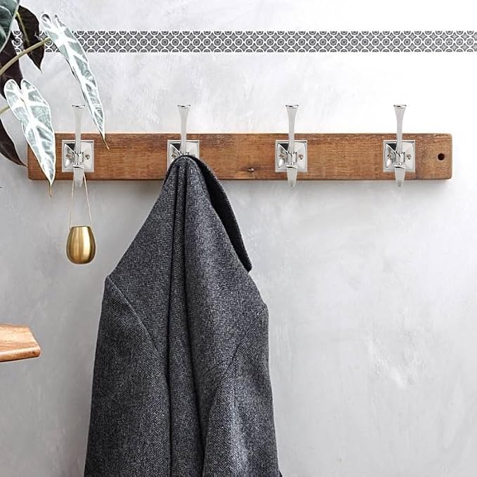 3 Pack Decorative Heavy Duty Towel Hooks for Hanging Robe Double Polished Chrome Coat Hooks Wall Mounted with Screws for Key, Towel, Bags, Cup, Hat