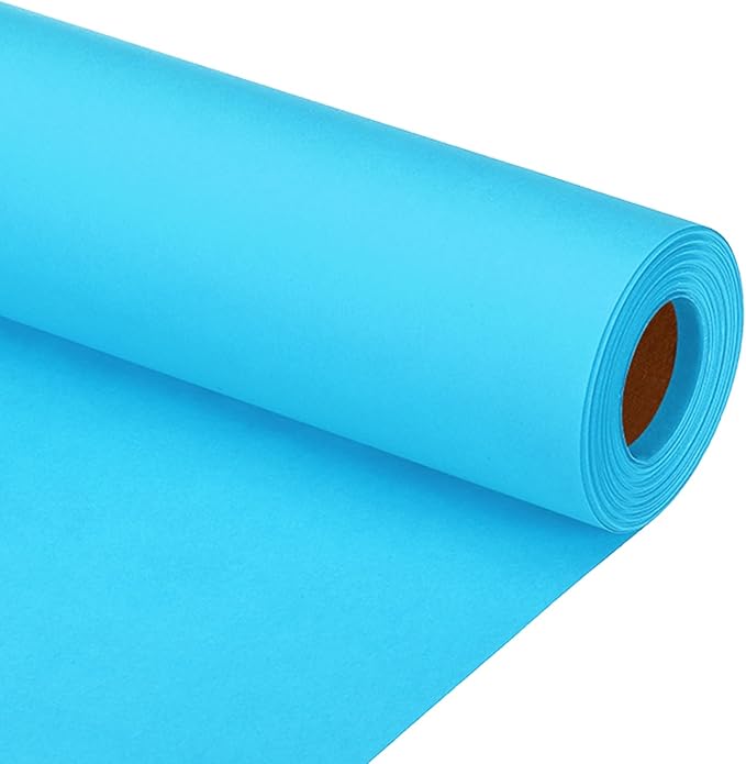 PATIKIL Wrapping Paper, 12"x600"(50') Bulletin Board Paper Roll Kraft Paper Roll Construction 80GSM for Shipping Packing Gift Wrapping Craft Flower Bouquet Christmas, Light Blue