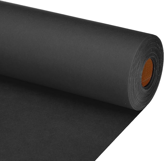 PATIKIL Wrapping Paper, 20"x1200"(100') Bulletin Board Paper Roll Kraft Paper Roll Construction 80GSM for Shipping Packing Gift Wrapping Craft Flower Bouquet Christmas, Black