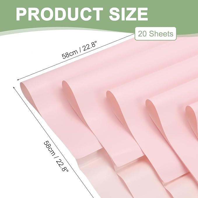 PATIKIL Flower Gift Wrapping Paper, 20 Sheets Double Sided Waterproof Bouquet Paper Wrap Florist Packaging Floral Papers for Wedding DIY Craft Valentine Mother's Day, Deep Pink