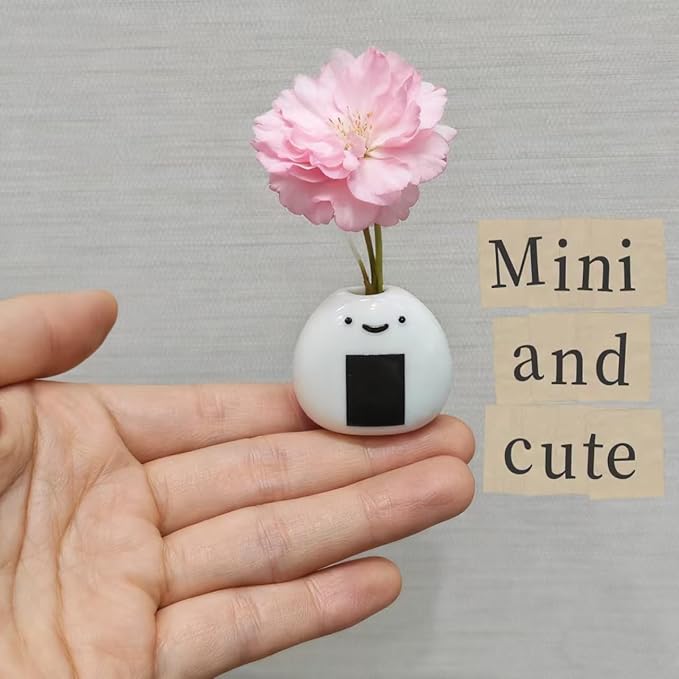 5 PCS Mini Flower Vase, Handmade Ceramic Rice Ball (Japanese Onigiri) Miniature Vases, Charming and Cute Design, Perfect for Dry Flowers - Bulk Bud Vases, Unique and Adorable Japanese Craft
