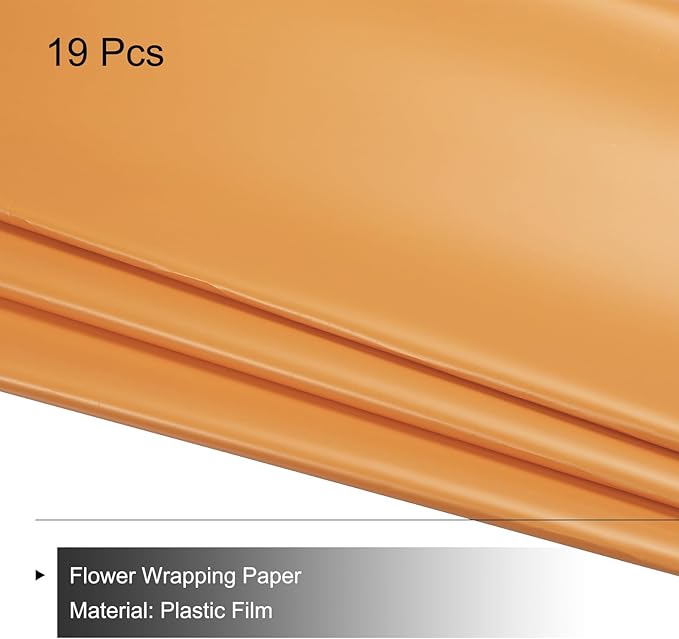 MECCANIXITY Set of 20 Flower Wrapping Paper 22.8x22.8 Inch Waterproof Florists Wrapping Paper for Florist Bouquet Supplies, DIY Crafts, Gift/Gift Box Packaging Bright Orange
